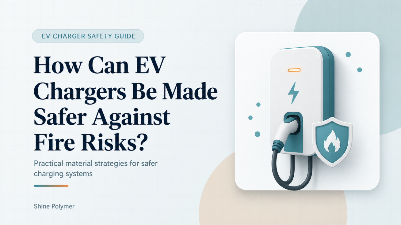 EV charger with flame-retardant plastic housing for improved fire safety